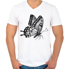 PRINTFASHION Lepke / Pillangó rajz - Férfi V-nyakú póló - Fehér