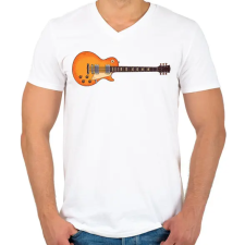 PRINTFASHION Les Paul Gitár - Férfi V-nyakú póló - Fehér férfi póló