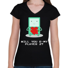 PRINTFASHION Leszel a játszótársam? - Női V-nyakú póló - Fekete női póló