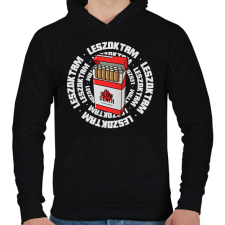 PRINTFASHION LESZOKTAM A CIGIRŐL - Férfi kapucnis pulóver - Fekete férfi pulóver, kardigán