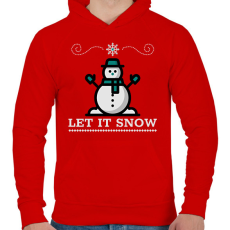 PRINTFASHION LET IT SNOW - Férfi kapucnis pulóver - Piros