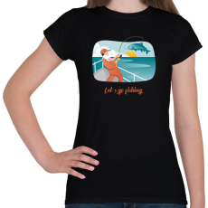 PRINTFASHION Let's go fishing - Női póló - Fekete