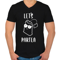 PRINTFASHION Let's ParTEA - Férfi V-nyakú póló - Fekete