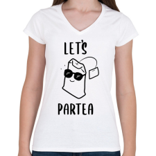 PRINTFASHION Let's ParTEA - Női V-nyakú póló - Fehér női póló