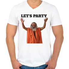 PRINTFASHION Let's party - Férfi V-nyakú póló - Fehér