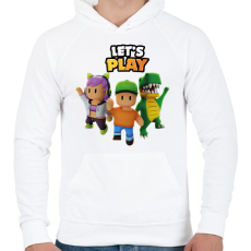 PRINTFASHION Let's play - Stumble - Férfi kapucnis pulóver - Fehér