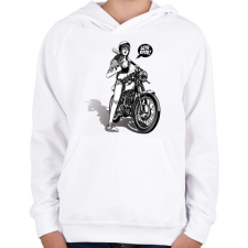 PRINTFASHION Let's ride! - Motoros minta - Gyerek kapucnis pulóver - Fehér gyerek pulóver, kardigán