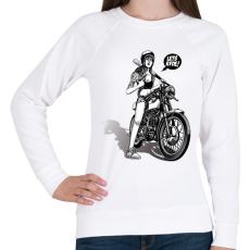 PRINTFASHION Let's ride! - Motoros minta - Női pulóver - Fehér