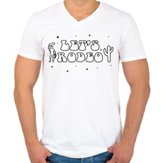 PRINTFASHION Let's rodeo - Férfi V-nyakú póló - Fehér