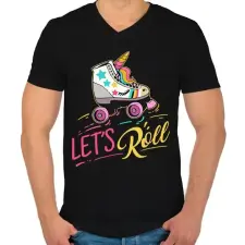PRINTFASHION Let's roll unicorn - Férfi V-nyakú póló - Fekete férfi póló