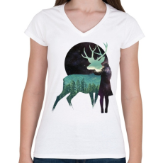 PRINTFASHION Let the universe love you - Női V-nyakú póló - Fehér