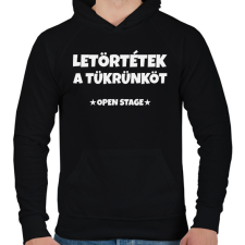 PRINTFASHION LETÖRTÉTEK A TÜKRÜNKÖT 3 - Férfi kapucnis pulóver - Fekete férfi pulóver, kardigán