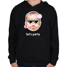 PRINTFASHION lets party - Gyerek kapucnis pulóver - Fekete