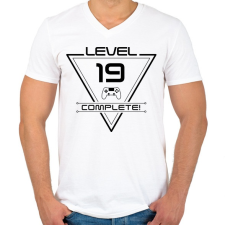 PRINTFASHION level-complete-19-black - Férfi V-nyakú póló - Fehér férfi póló