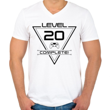 PRINTFASHION level-complete-20-black - Férfi V-nyakú póló - Fehér férfi póló