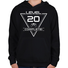 PRINTFASHION level-complete-20-white - Gyerek kapucnis pulóver - Fekete