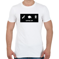 PRINTFASHION Level up - Diplomás minta - Férfi póló - Fehér