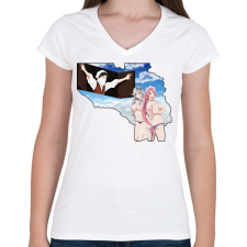 PRINTFASHION Levi Ackerman - Női V-nyakú póló - Fehér női póló