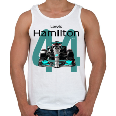 PRINTFASHION Lewis Hamilton 44 autóversenyző - fekete felirat - Férfi atléta - Fehér