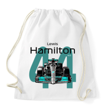 PRINTFASHION Lewis Hamilton 44 autóversenyző - fekete felirat - Sportzsák, Tornazsák - Fehér tornazsák