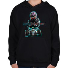 PRINTFASHION Lewis Hamilton - Gyerek kapucnis pulóver - Fekete gyerek pulóver, kardigán