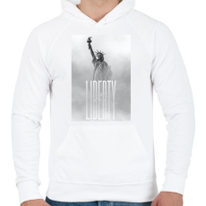 PRINTFASHION Liberty - Férfi kapucnis pulóver - Fehér