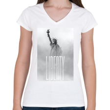 PRINTFASHION Liberty - Női V-nyakú póló - Fehér női póló
