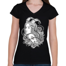 PRINTFASHION Lidérc - Női V-nyakú póló - Fekete