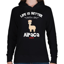 PRINTFASHION Life is better  - Női kapucnis pulóver - Fekete női pulóver, kardigán