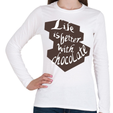 PRINTFASHION life is better with chocolate2 - Női hosszú ujjú póló - Fehér