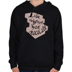 PRINTFASHION life is better with chocolate - Gyerek kapucnis pulóver - Fekete