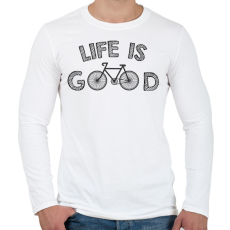 PRINTFASHION Life is good - Bike - Férfi hosszú ujjú póló - Fehér
