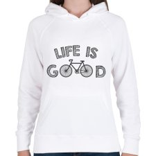 PRINTFASHION Life is good - Bike - Női kapucnis pulóver - Fehér női pulóver, kardigán