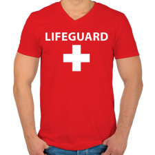 PRINTFASHION Lifeguard - Férfi V-nyakú póló - Piros férfi póló