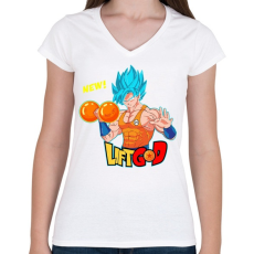 PRINTFASHION Lift God - Női V-nyakú póló - Fehér