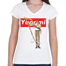PRINTFASHION Light Yagami - Női V-nyakú póló - Fehér