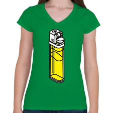 PRINTFASHION Lighter - Női V-nyakú póló - Zöld női póló