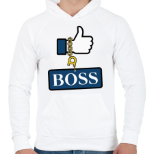 PRINTFASHION like a BOSS - Férfi kapucnis pulóver - Fehér férfi pulóver, kardigán