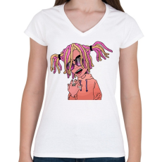 PRINTFASHION Lil Pump - Női V-nyakú póló - Fehér