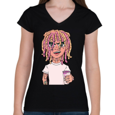 PRINTFASHION Lil Pump - Női V-nyakú póló - Fekete női póló