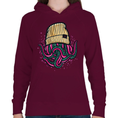 PRINTFASHION Lil Pump Octopus - Női kapucnis pulóver - Bordó