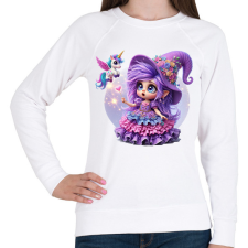 PRINTFASHION Lila boszorkány egyszarvúval - Női pulóver - Fehér női pulóver, kardigán
