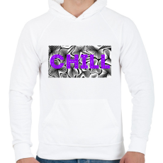 PRINTFASHION Lila CHILL - Férfi kapucnis pulóver - Fehér