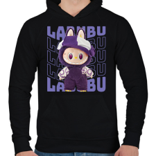 PRINTFASHION Lila Labubu - Férfi kapucnis pulóver - Fekete férfi pulóver, kardigán