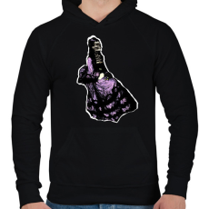 PRINTFASHION lila ruhás nő - Férfi kapucnis pulóver - Fekete