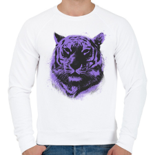 PRINTFASHION Lila tigris - Férfi pulóver - Fehér férfi pulóver, kardigán