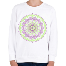 PRINTFASHION Lila-zöld mandala - Gyerek pulóver - Fehér