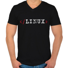 PRINTFASHION Linux - Férfi V-nyakú póló - Fekete