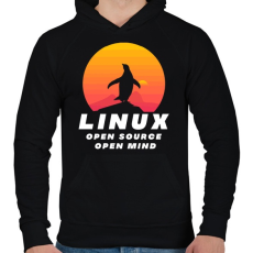 PRINTFASHION Linux - open source - Férfi kapucnis pulóver - Fekete
