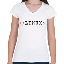 PRINTFASHION Linux parancssor - Női V-nyakú póló - Fehér női póló